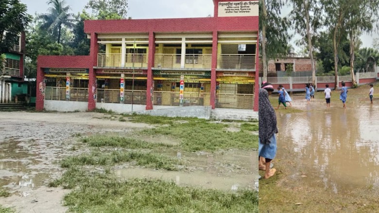 পিপুল বাড়িয়া সরকারি প্রাথমিক বিদ্যালয়ের মাঠে জলাবদ্ধতা, দুর্